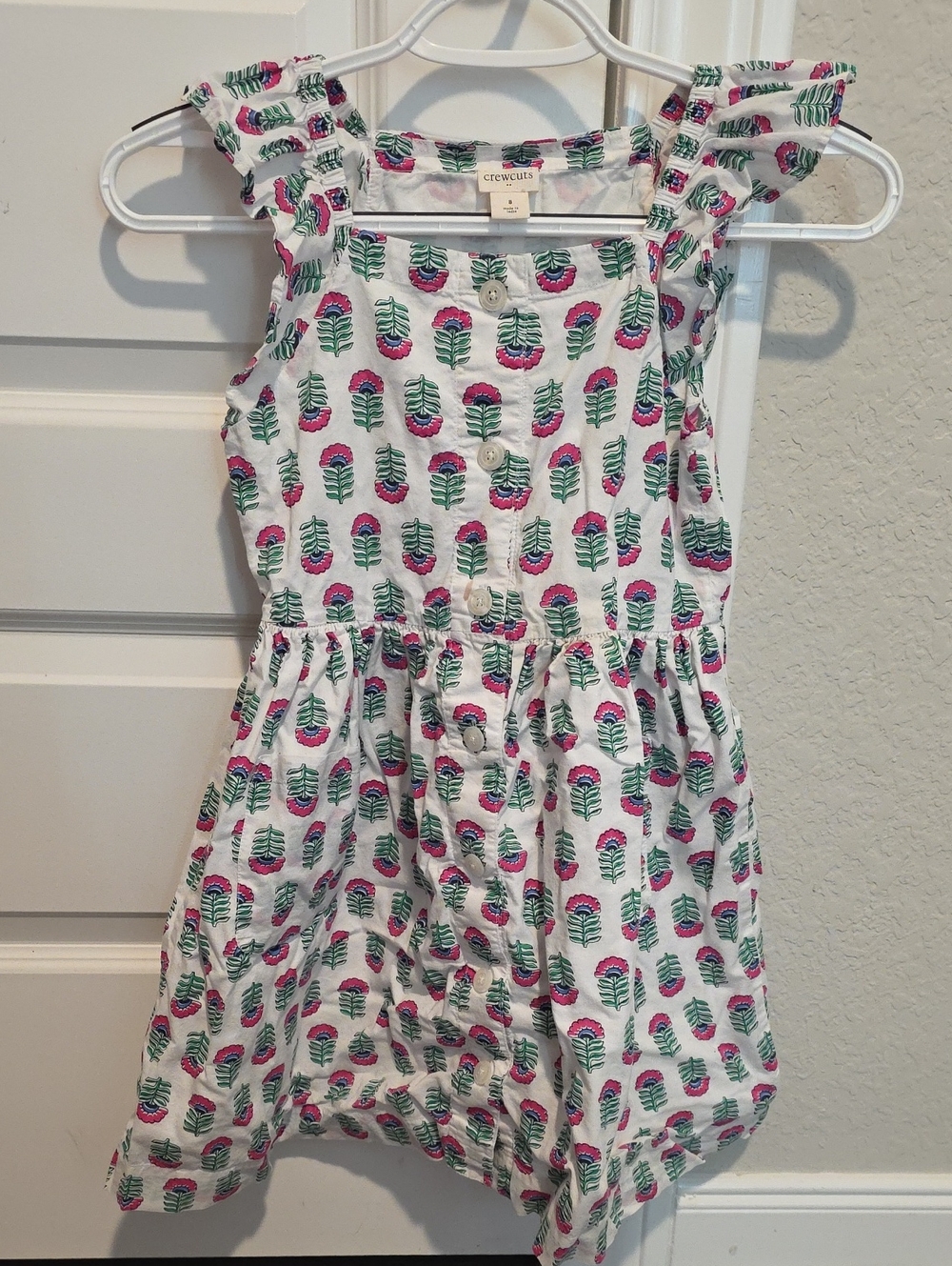 Crewcuts White Sundress with Pink & Green Floral Print